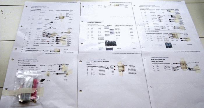Components as Organized on the Sheets
