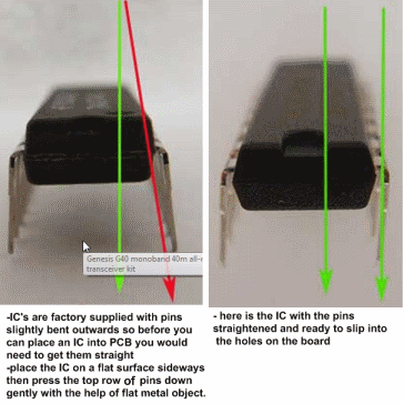 straightening pins on Ics